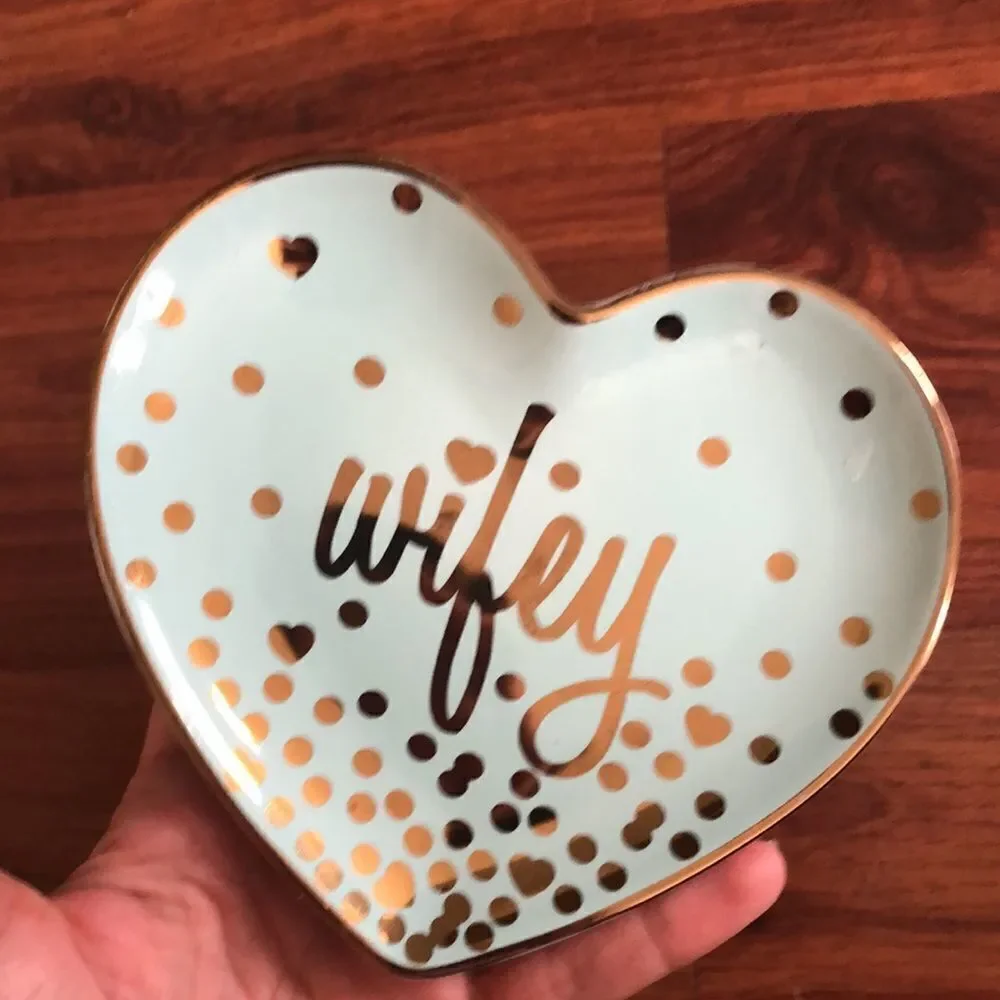 Wifey trinket jewelry heart tray holder